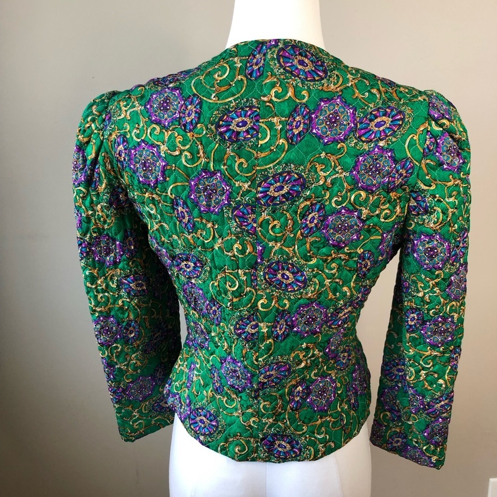 Vintage Emerald and Violet Brocade Blazer - Picture 5 of 8